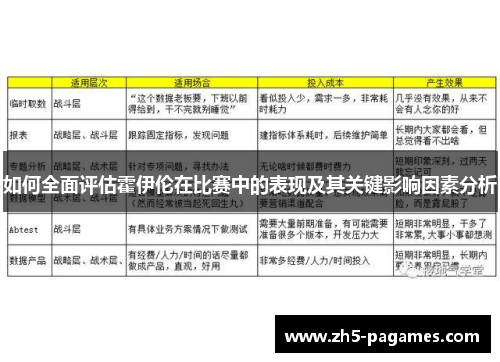 如何全面评估霍伊伦在比赛中的表现及其关键影响因素分析