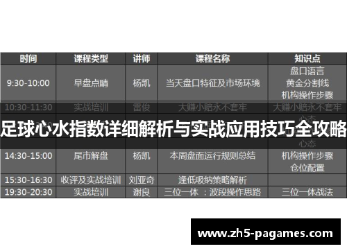 足球心水指数详细解析与实战应用技巧全攻略
