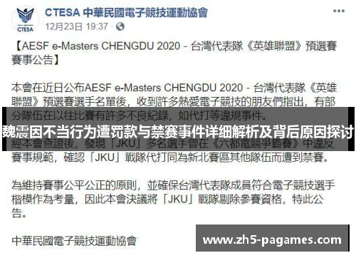 魏震因不当行为遭罚款与禁赛事件详细解析及背后原因探讨