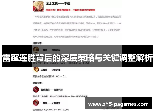 雷霆连胜背后的深层策略与关键调整解析